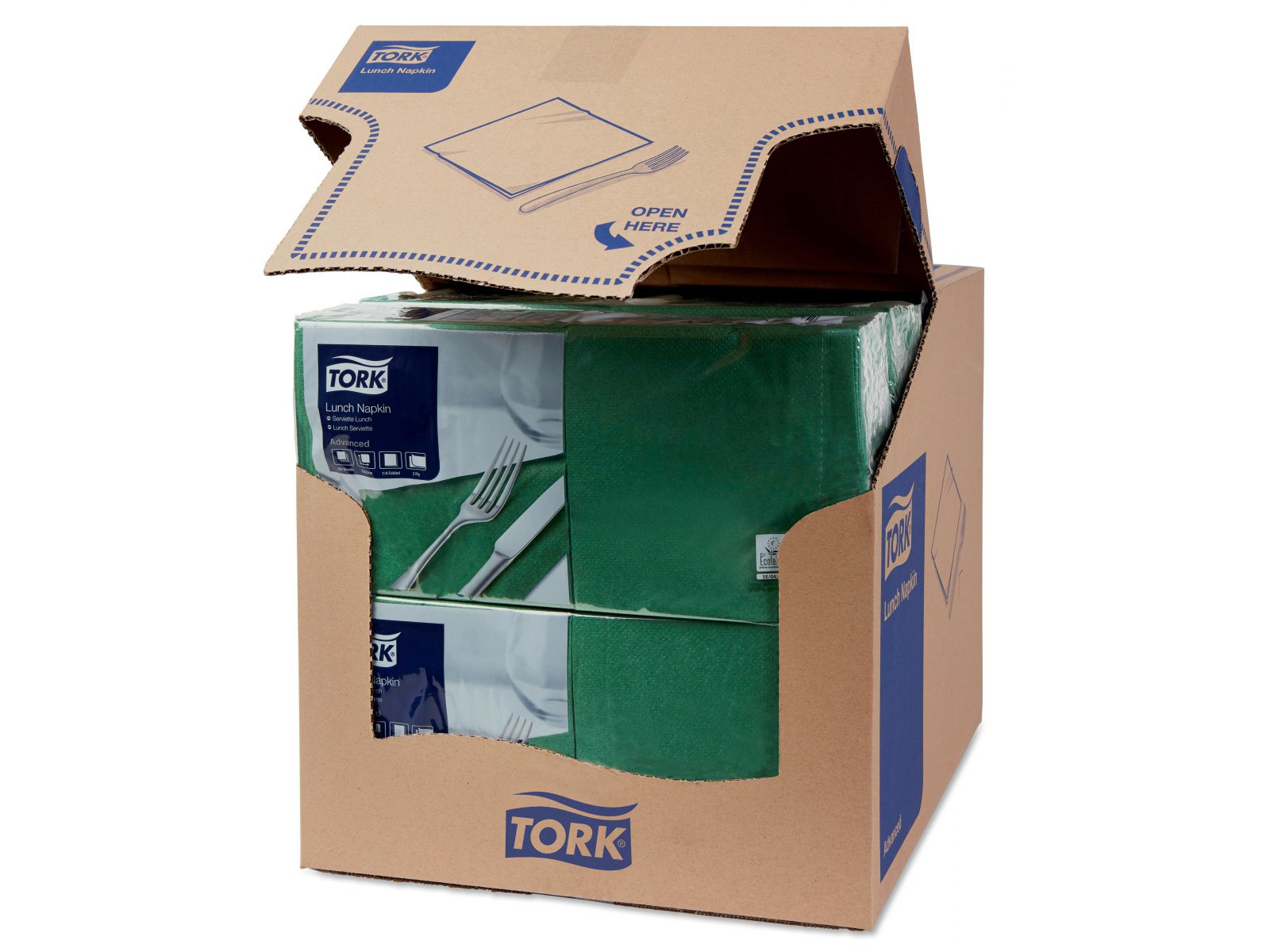Serwetki Tork 33x33 477214 Ciemnozielone Karton 2000 serwetek (10 x 200) Składana 1/4